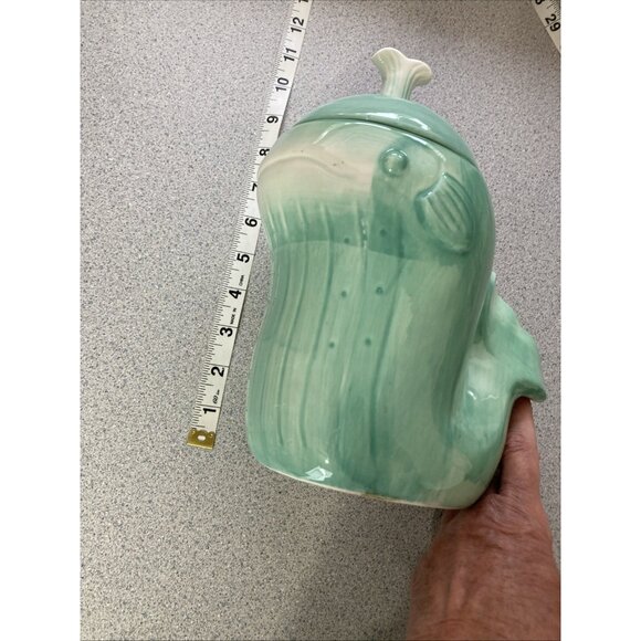 Port Phillip Shore Line Teal Whale Ceramic Cookie Jar Salt Water Marine Mammals - Picture 8 of 10
